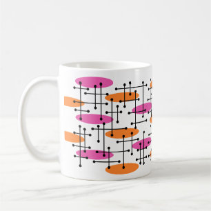 Mid Centres Modern Atomic Age Abstrakt Mönster Kaffemugg
