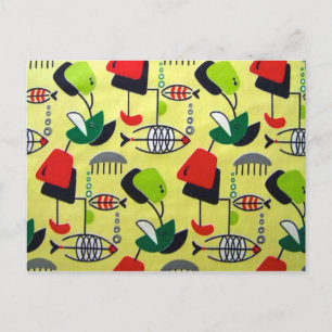 Mid Centres Modern Atomic Fish Postcard Vykort
