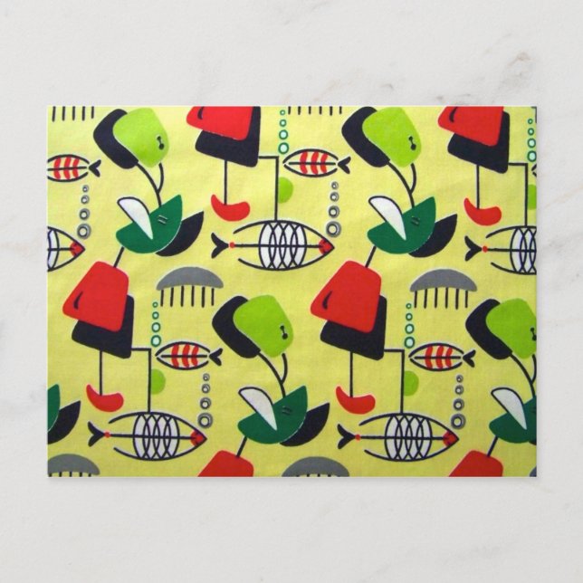 Mid Centres Modern Atomic Fish Postcard Vykort (Framsida)