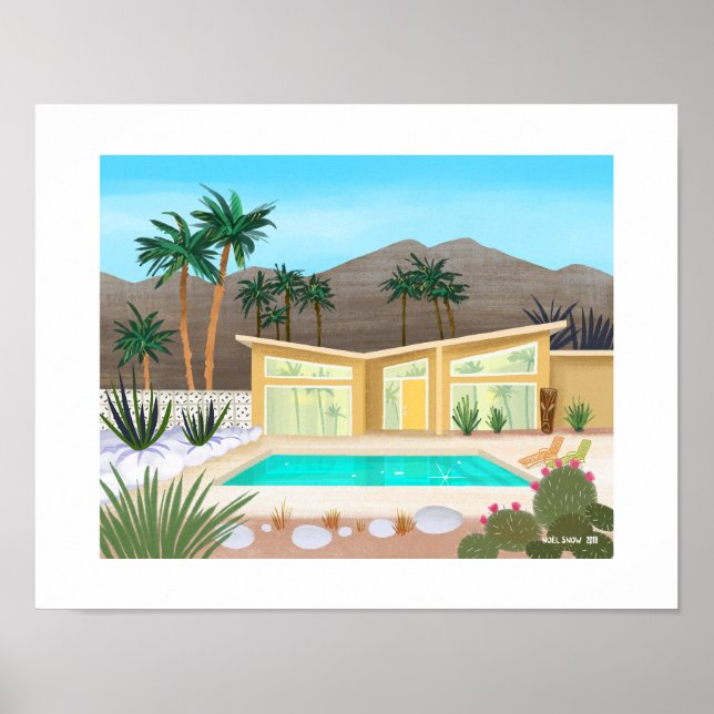 Mid Centres Modern Bassäng House Art Print Poster (Framsidan)
