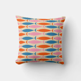Mid Centres Modern Fish Mönster Rosa Blue Orange Kudde