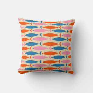 Mid Centres Modern Fish Mönster Rosa Blue Orange Kudde