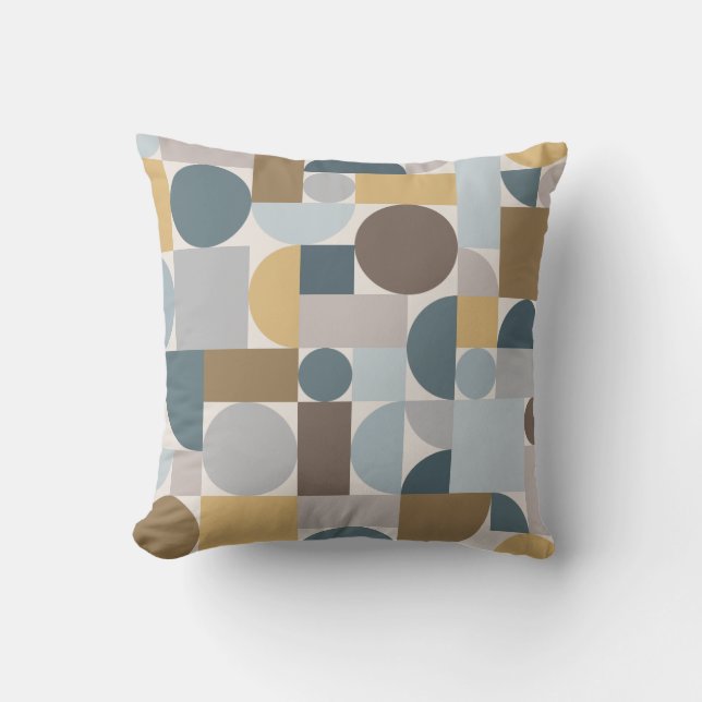 Mid Centres Modern Geometric Blue Guld Kudde (Framsida)