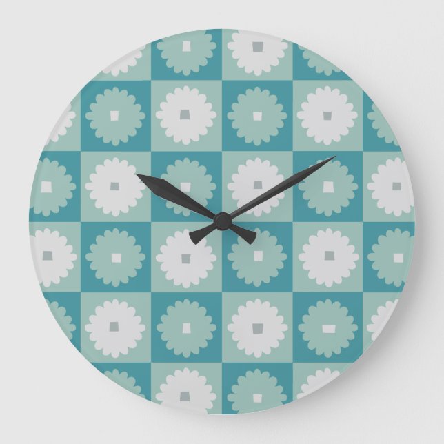 Mid Centres Modern Geometric Flowers Wall Clock Stor Klocka (Framsida)