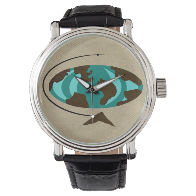 Mid Centres Modern Globe Art Watch Armbandsur (Framsida)