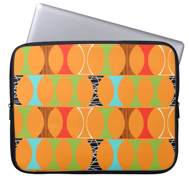 Mid Centres Modern Orange Mönster Laptop sleeve (Framsidan)