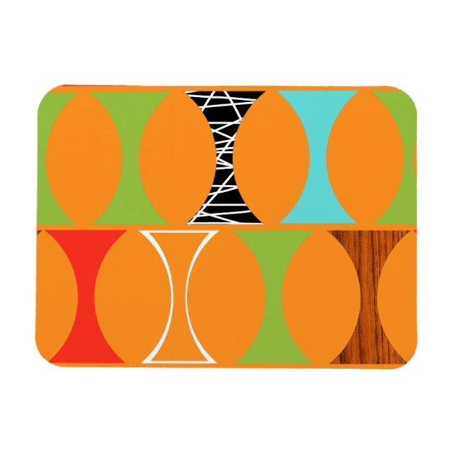 Mid Centres Modern Orange Mönster Magnet (Horisontell)