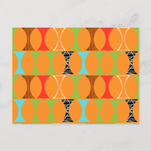Mid Centres Modern Orange Mönster-vykort Vykort