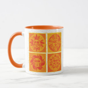Mid Centres Modern Orange Sol Ansikte Mugg