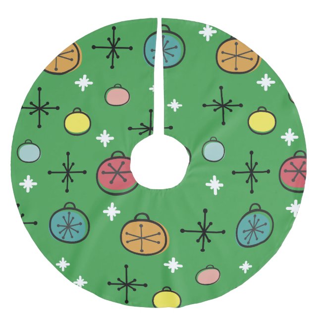 Mid Centres Modern Retro-julkonst-Grönt Julgransmatta Borstad Polyester (Framsidan)