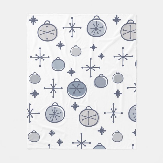 Mid Centres Modern Retro-julkonsten Silver Fleecefilt (Framsidan)