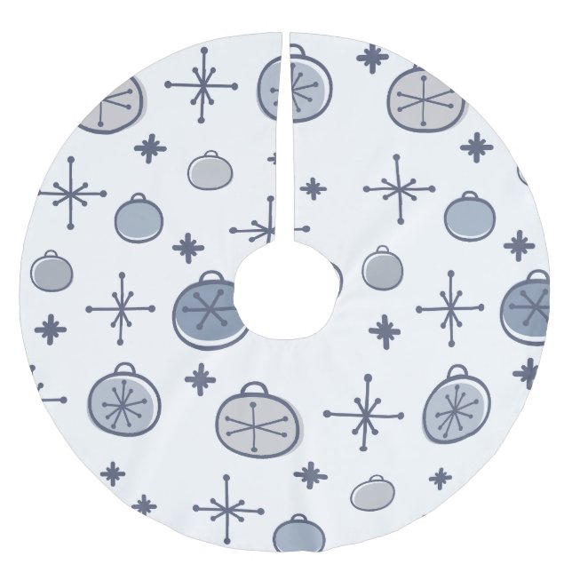 Mid Centres Modern Retro-julkonsten Silver Julgransmatta Borstad Polyester (Framsidan)