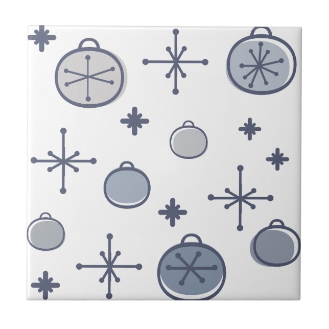 Mid Centres Modern Retro-julkonsten Silver Kakelplatta (Framsidan)