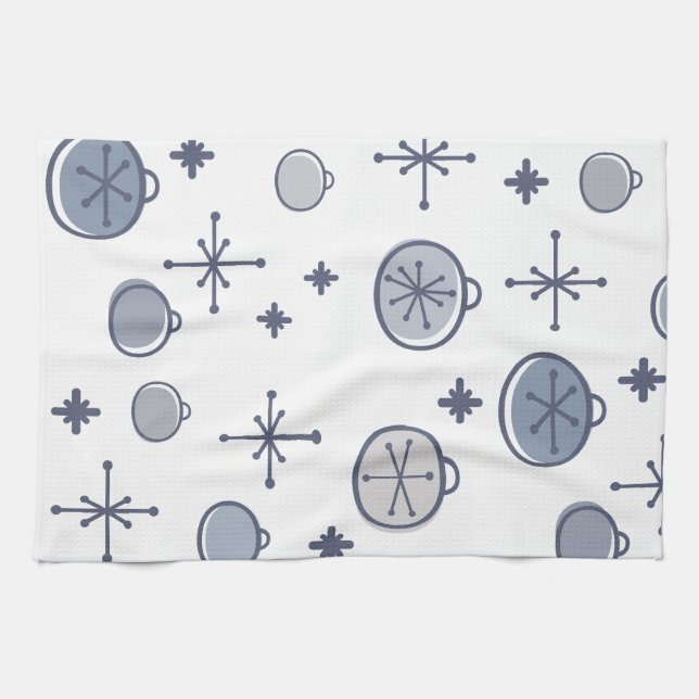 Mid Centres Modern Retro-julkonsten Silver Kökshandduk (Horisontell)