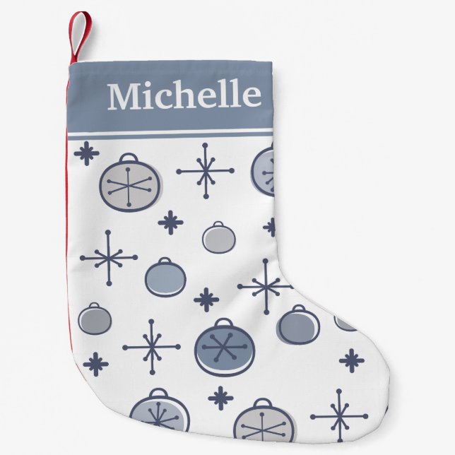 Mid Centres Modern Retro-julkonsten Silver Liten Julstrumpa (Framsidan)