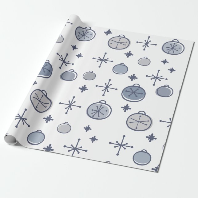 Mid Centres Modern Retro-julkonsten Silver Presentpapper (Utrullad)