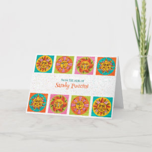 Mid Centres Modern Sol Ansikte Note Card Tack Kort