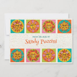 Mid Centres Modern Sol Ansikte Note Card Tack Kort