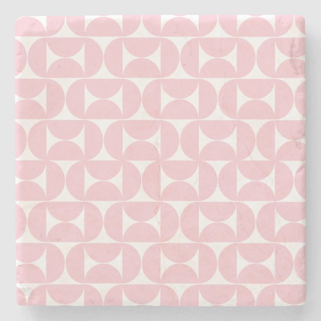 Mid Centres moderna Rosa Baby och Vita Mönster Stenunderlägg (Framsidan)