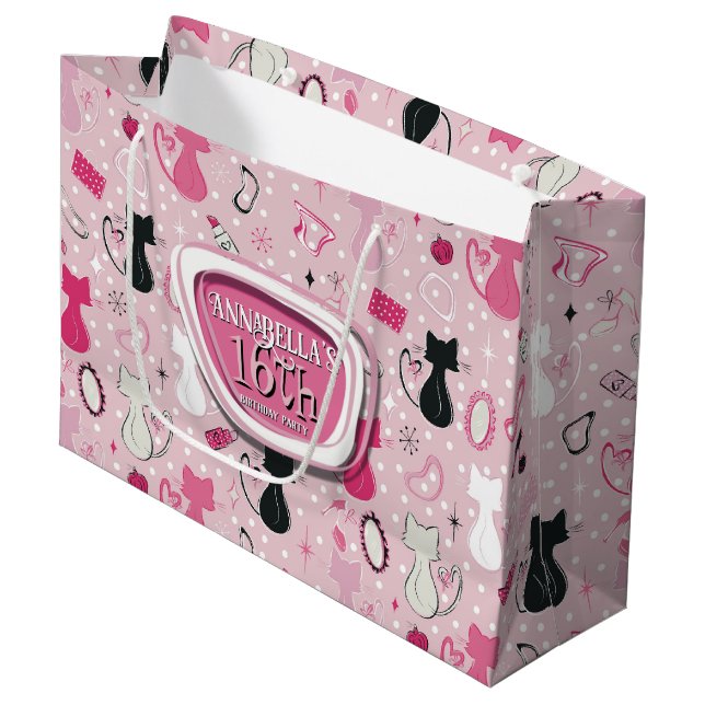 Mid Centres Rosa Heart Cats Birthday (Framsidan Vinklad)