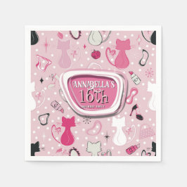Mid Centres Rosa Heart Cats Birthday Pappersservett