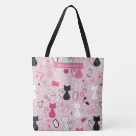 Mid Centres Rosa Heart Cats Tygkasse