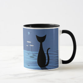 Mid Centres Space Cat in Blue Mugg