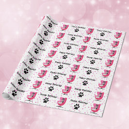 Mid Centres Stil Birthday Cats Rosa Ordförande Dot Presentpapper