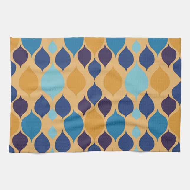 Mid Century 1960-tal Geometrisk Gul Kökshandduk (Horisontell)