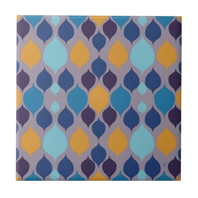 Mid Century 1960-tal Geometrisk Pastell  Kakelplatta (Framsidan)