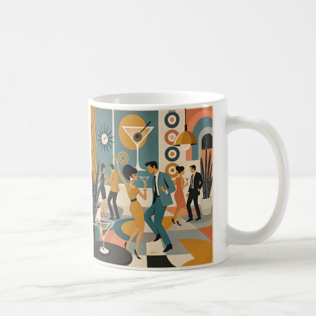 Mid Century 60-tal Hip Martini Cocktail Dansfest Kaffemugg (Höger)