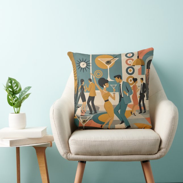 Mid Century 60-tal Hip Martini Cocktail Dansfest Kudde (Stol)