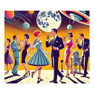 Mid Century 60-tal Space Age Cocktailparty Fototryck