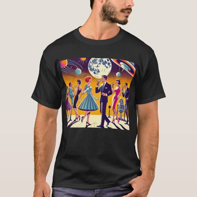 Mid Century 60s Space Age Cocktail Party T Shirt (Framsida)