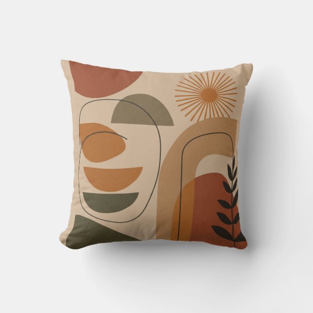 Mid-Century Abstract Earth Tone Throw Pillow Kudde (Framsida)
