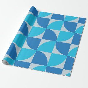 Mid century Abstrakt Blå och Turkos Mönster Presentpapper