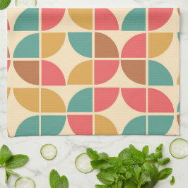 Mid Century Abstrakt Geometric Red Teal Senard Kökshandduk