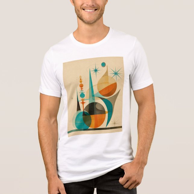 Mid Century Abstrakt Geometrisk Retro Konst Design T Shirt (Framsida)