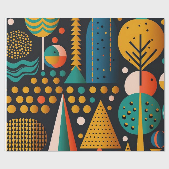 Mid-Century Abstrakt Geometriskt Inpackningspapper Presentpapper (Platt)