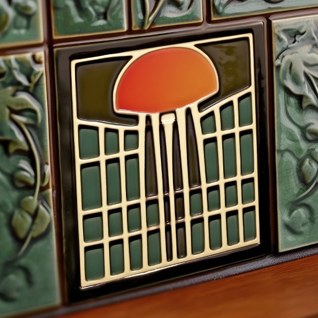 Mid-Century Abstrakt Jellyfish Art Deco Kakelplatta (Skapare uppladdad)