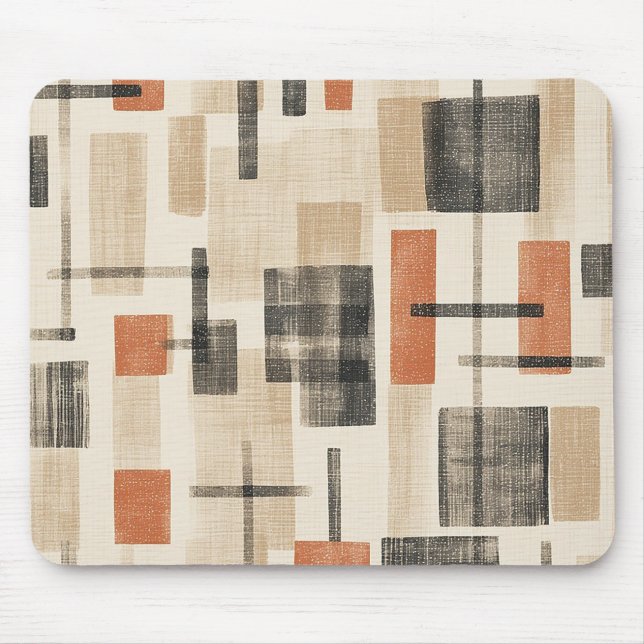 Mid Century Abstrakt Rutigt Mönster Musmatta (Framsidan)