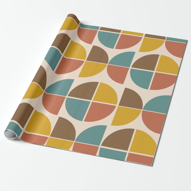 Mid Century abstrakta former i senapsteal orange Presentpapper (Utrullad)