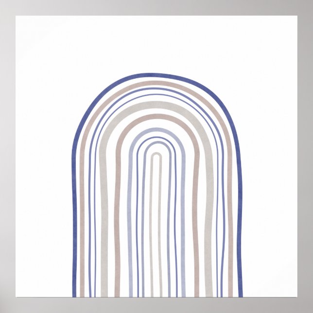 Mid Century Arches - Blue and Beige Poster (Framsidan)