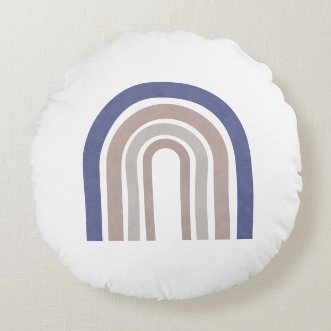 Mid Century Arches - Blue and Beige Rund Kudde (Framsidan)
