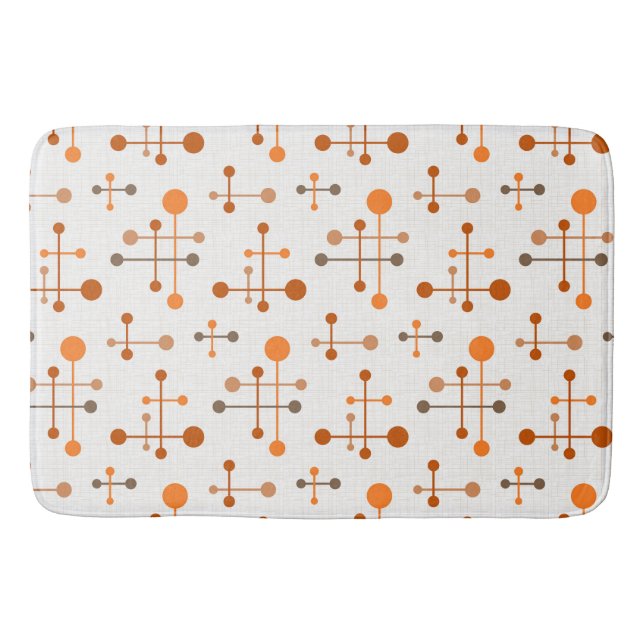 Mid Century Atomic Age Mønster 36 Orange, Brun Badrumsmatta (Framsidan)