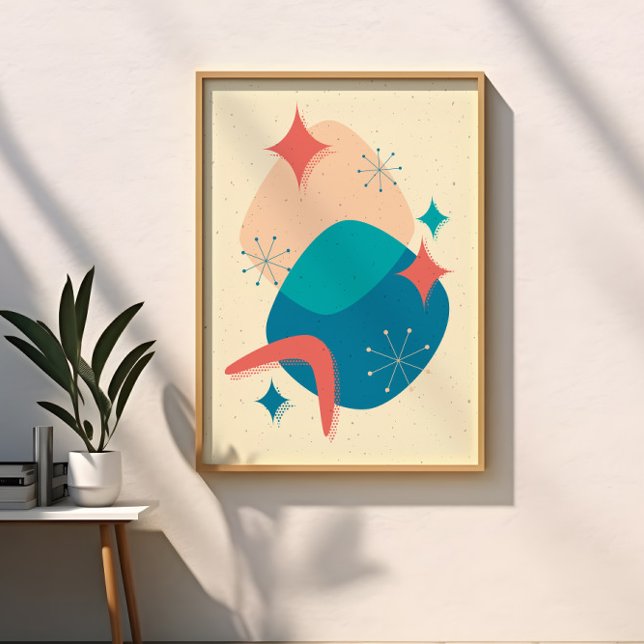 Mid Century Atomic Age Star Boomerang Abstrakt Poster (Skapare uppladdad)