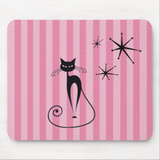 Mid-Century Atomic Black Cat Mousepad Musmatta