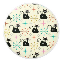 Mid Century Atomic Cats med stjärnexplosioner Knopp