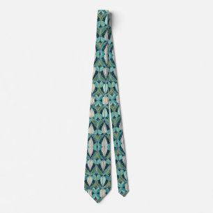 Mid Century Atomic Drocks Blue Grönt Mönster Slips