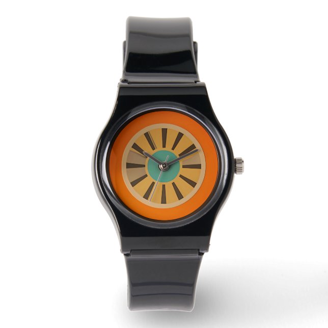 Mid Century Atomic Futuristic Orange Slice Armbandsur (Framsida)